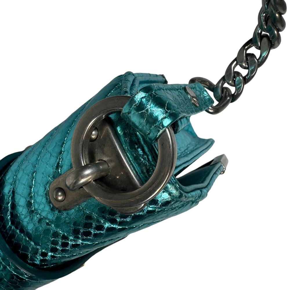 Prada Metallic Snakeskin Bag Cahier Shoulder/Crossbody Ayers Impunture Aqua SHW - Picture 13 of 16